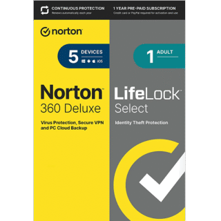 Norton 360 Deluxe with LifeLock Select – 1-Year / 5-Device – USA